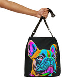 French Bulldog Art Adjustable Tote Bag with Zipper