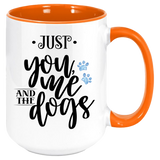 You Me And The Dogs Coffee Mug, White with Colored Inside and Handle