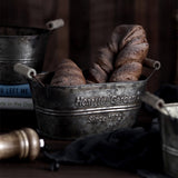 Farmhouse French Country Distressed Metal Storage Baskets For Rustic Kitchen Accents