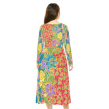 Women's Long Sleeve Dance Dress Floral Tapestry