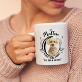 Maltese- My Maltese Leaves Paw Prints On My Heart White Coffee Mug