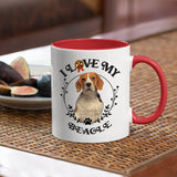 Beagle - I Love My Beagle Coffee Mug, White with Colored Inside and Handle