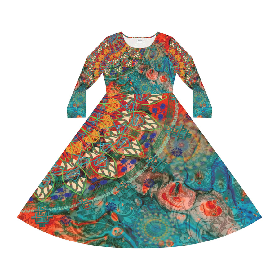 Women's Long Sleeve Dance Dress Ancient Vedic Design