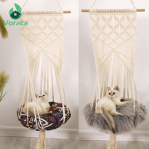 Cat Swing Bed  Boho Style Handmade Cotton Robe Cozy Swinging Bed For Your Cat.