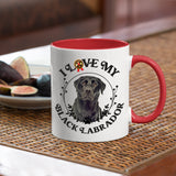 Black Labrador: I Love My Black Labrador Coffee Mug, White with Colored Inside and Handle