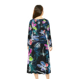Women's Long Sleeve Dance Dress Folk Flowers Custom Design