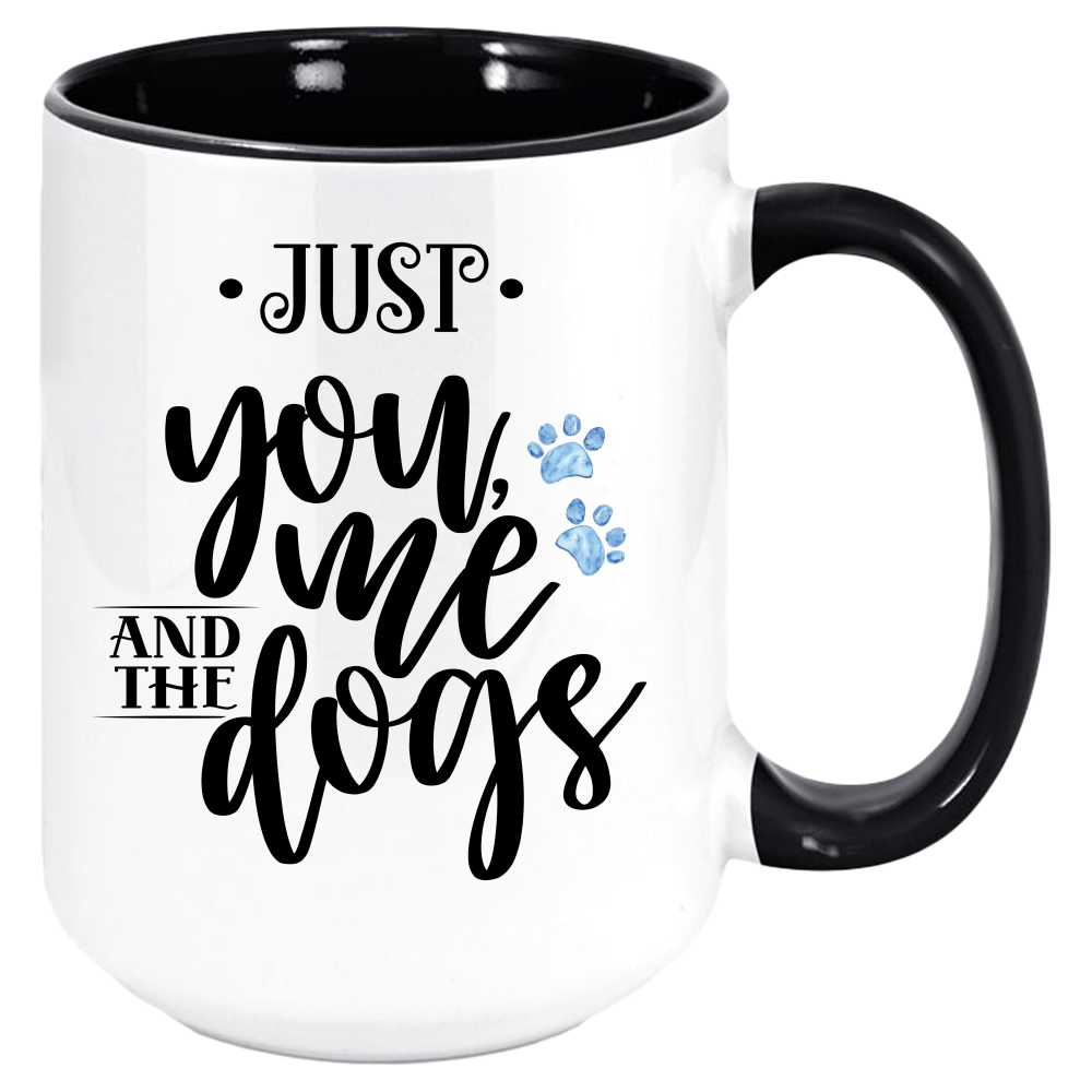 You Me And The Dogs Coffee Mug, White with Colored Inside and Handle