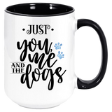You Me And The Dogs Coffee Mug, White with Colored Inside and Handle