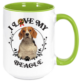 Beagle - I Love My Beagle Coffee Mug, White with Colored Inside and Handle