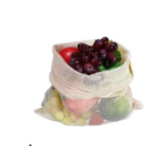 Mesh Cotton Drawstring Bags, Machine Washable