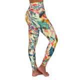 High Waisted Yoga Leggings Berries And Leaves