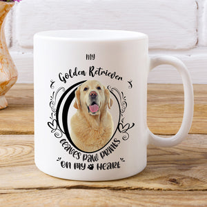 Golden Retriever- My Golden Retriever Leaves Paw Prints On My Heart White Coffee Mug