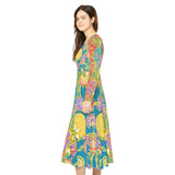 Women's Long Sleeve Dance Dress Floral Tapestry