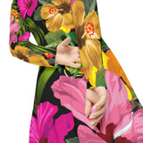 Women's Long Sleeve Dance Dress Hibiscus Floral