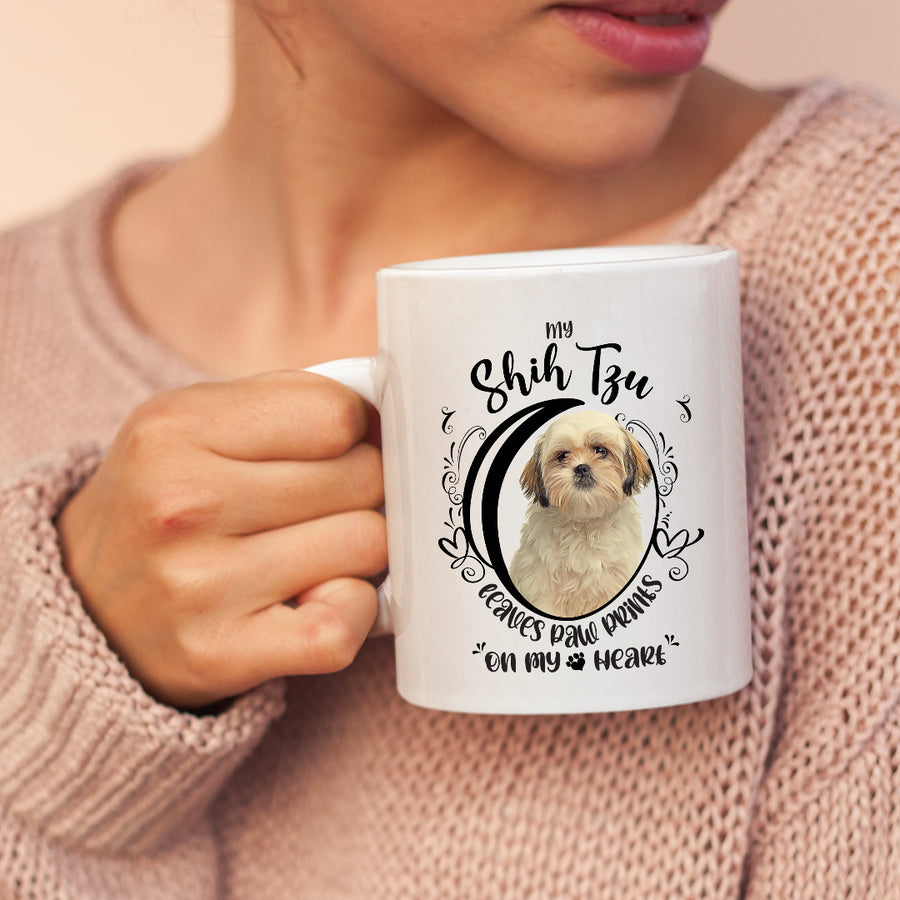 Shih Tzu- My Shih Tzu Leaves Paw Prints On My Heart White Coffee Mug