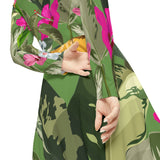 Women's Long Sleeve Dance Dress Tropical Foliage