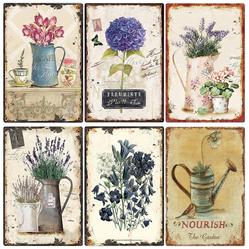 Garden Flower Metal Sign Vintage Poster Metal Plates for  Home Wall Decor Retro Flowers Plaque Tin Signs Gift