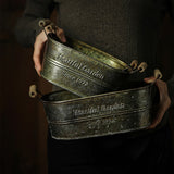 Farmhouse French Country Distressed Metal Storage Baskets For Rustic Kitchen Accents
