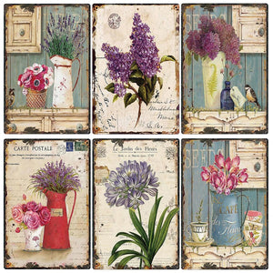 Garden Flower Metal Sign Vintage Poster Metal Plates for  Home Wall Decor Retro Flowers Plaque Tin Signs Gift