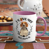 Beagle - I Love My Beagle Coffee Mug, White with Colored Inside and Handle