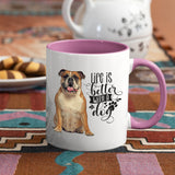 Bulldog-Life-Is-better-Bulldog Coffee Mug Colored Inside and Handle