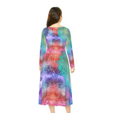 Women's Long Sleeve Dance Dress Mandalas Watercolor Custom Design