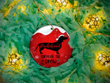 Dachshund Through The Snow - Ceramic Round Ornament
