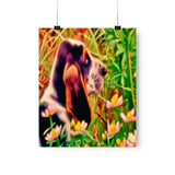 Moment of Wonder Premium Matte Vertical Poster Basset Hound Puppy Enjoying The Magic