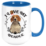 Beagle - I Love My Beagle Coffee Mug, White with Colored Inside and Handle