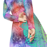 Women's Long Sleeve Dance Dress Mandalas Watercolor Custom Design