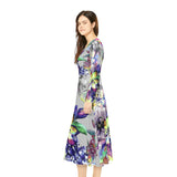 Women's Long Sleeve Dance Dress Exotic Flowers Watercolor Custom Design