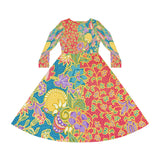 Women's Long Sleeve Dance Dress Floral Tapestry