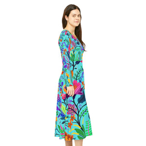 Passion For Flowers Women's Long Sleeve Dance Dress (AOP)