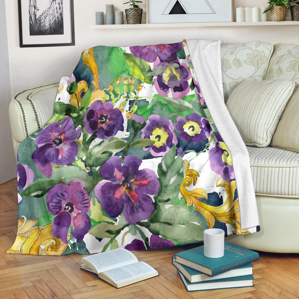 Watercolor Floral Blanket