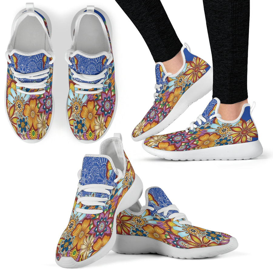 Henna Flowers Mesh Sneakers for Summer Days
