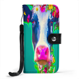 Cow Protective Phone Wallet Custom Art Design Vegan Friendly