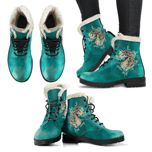 Unicorn Watercolor Fur Lined Leather Boots