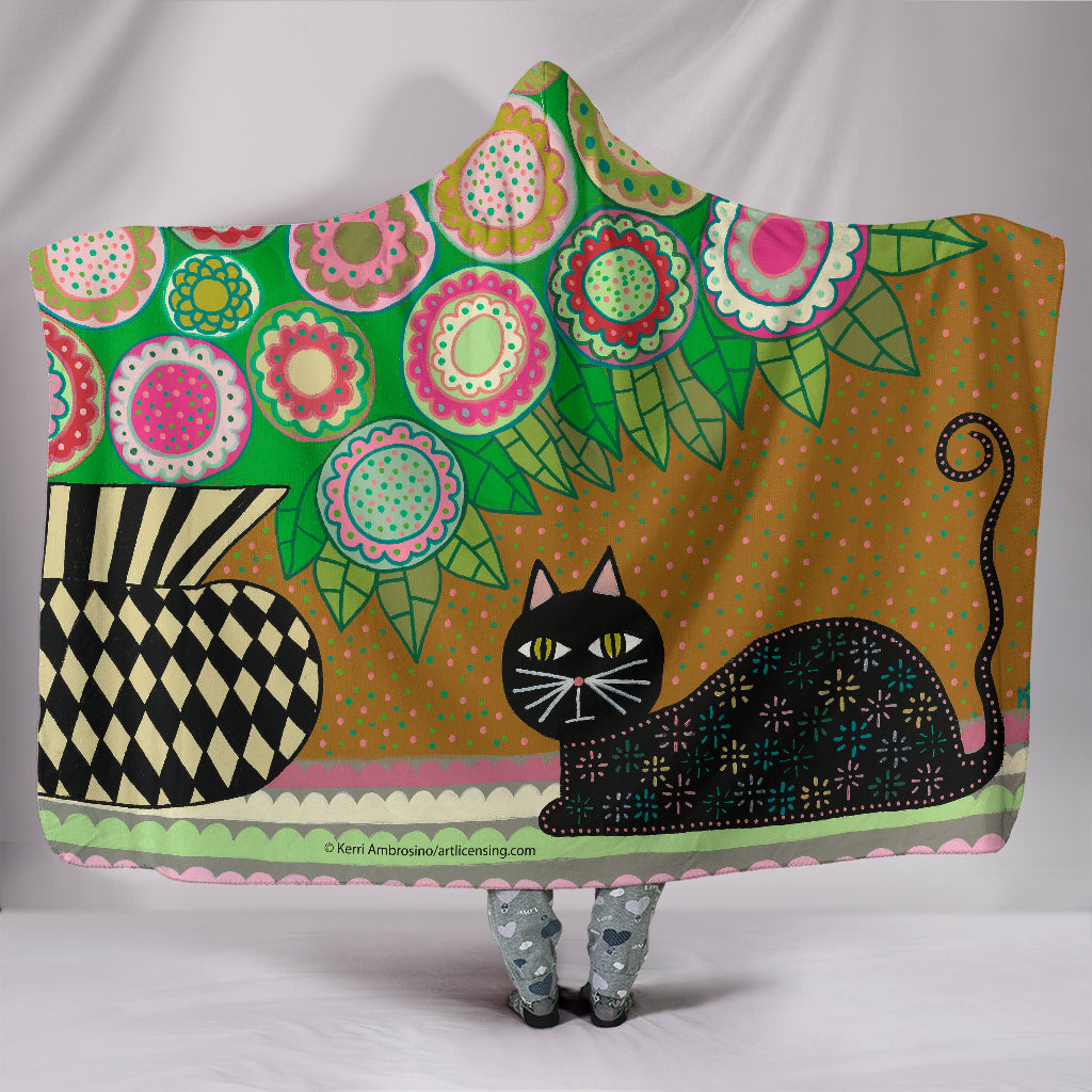 Wearable Blanket "Feline Florist 2" Custom Art Design