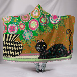 Wearable Blanket "Feline Florist 2" Custom Art Design