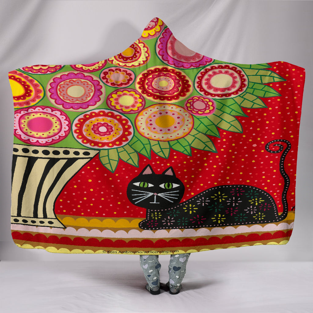 Wearable Blanket "Feline Florist 1" Custom Art Design