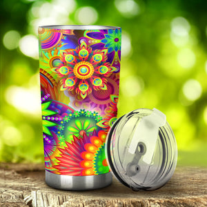 Abstract Bright Floral - Travel Tumbler
