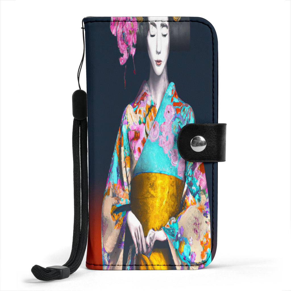 Geisha In Beautiful Flower Kimono Custom Art Design