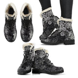 3D Flora Doodle-able Faux Fur Lined Vegan Boots Boots