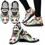 Geometric Floral Summer - White Mesh Knit Sneakers