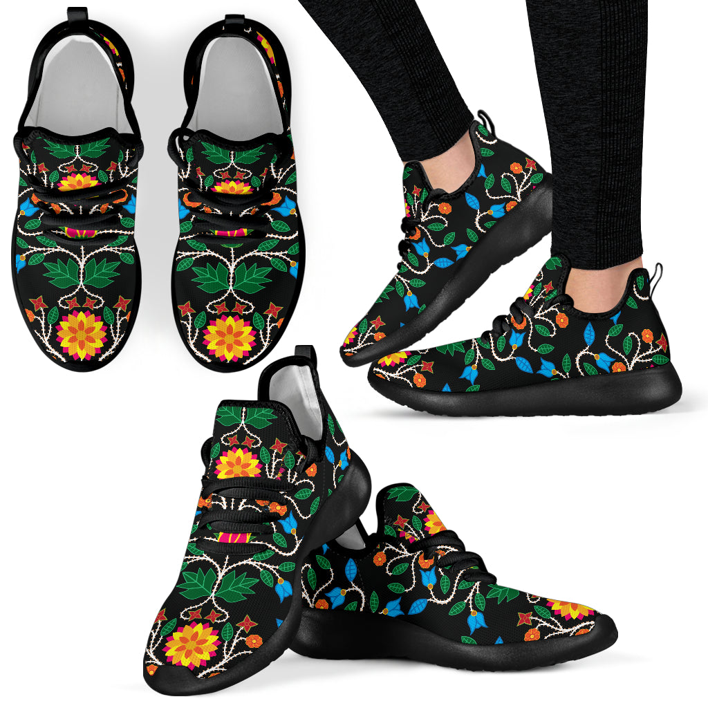 Floral Beadwork Four Clans Mesh Knit Sneakers