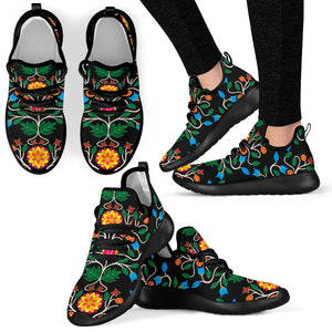 Floral Beadwork Four Clans Mesh Knit Sneakers