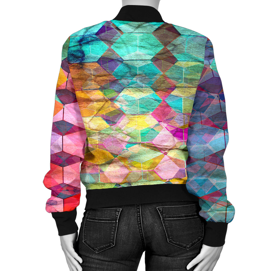 Women's Color Blending Custom Design Bomber Jacket