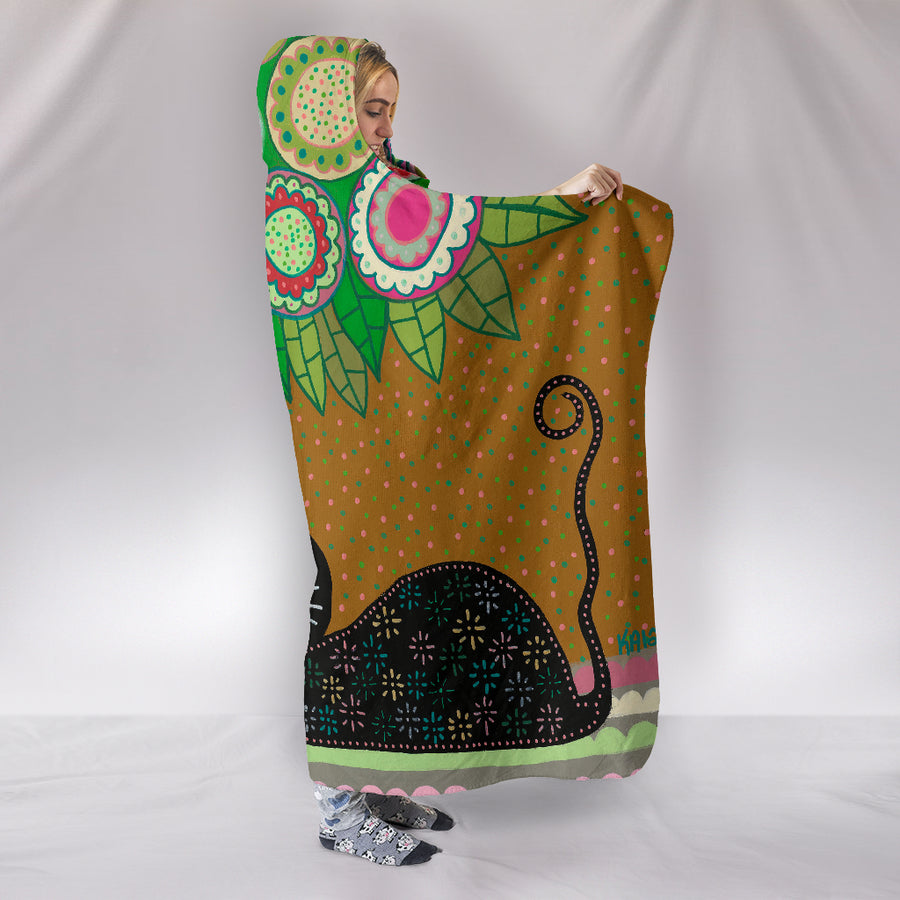 Wearable Blanket "Feline Florist 2" Custom Art Design