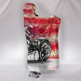 Motorbike With American Flag Hooded Blanket