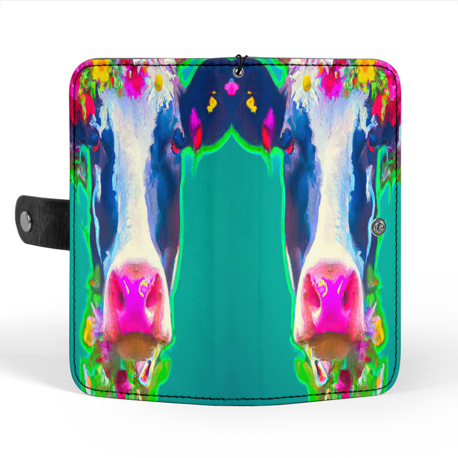 Cow Protective Phone Wallet Custom Art Design Vegan Friendly